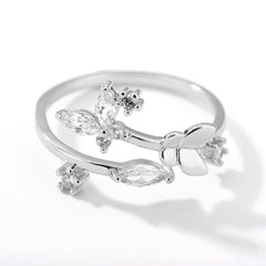 Fresh Flower Adjustable Zircon Ring for Women