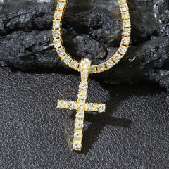 Hip Hop Diamond Cross Pendant with Cuban Link Necklace