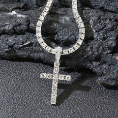 Hip Hop Diamond Cross Pendant with Cuban Link Necklace